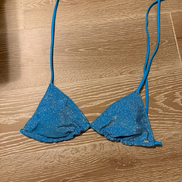 Victoria’s Secret Pink Blue Sparkle Glitter Bikini Top - Picture 1 of 1